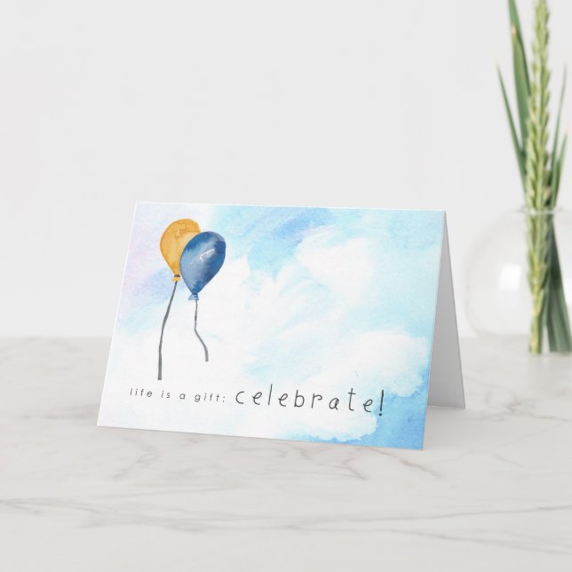 Carte Joyeux Anniversaire Peint à la main ballons (Devant)