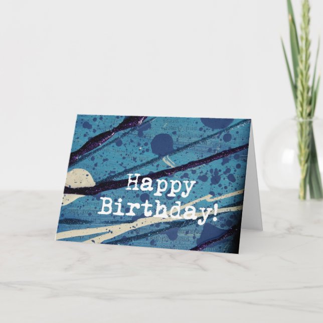Carte Joyeux Anniversaire Peinture Abstraite (Devant)
