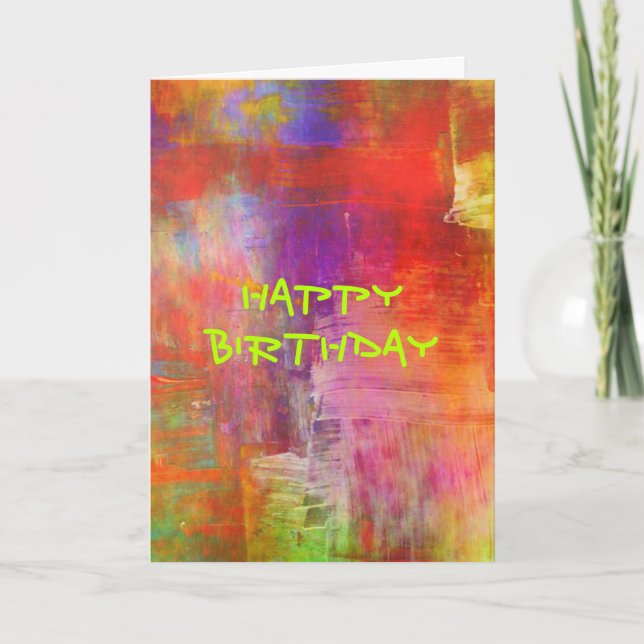 Carte Joyeux anniversaire - peinture abstraite (Devant)