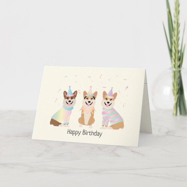 Carte Joyeux Anniversaire Pembroke Welsh Corgi Chiens (Devant)