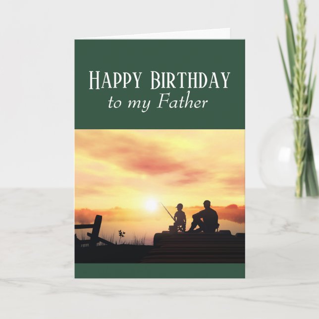 Carte Joyeux Anniversaire Père Pêche Fisherman Fish Card (Devant)