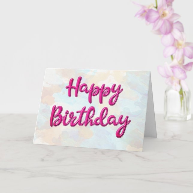 Carte Joyeux anniversaire personnalisable Magenta Serif  (Orchidée)