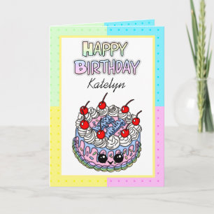 Carte Joyeux anniversaire personnalisé   Gâteau blanc