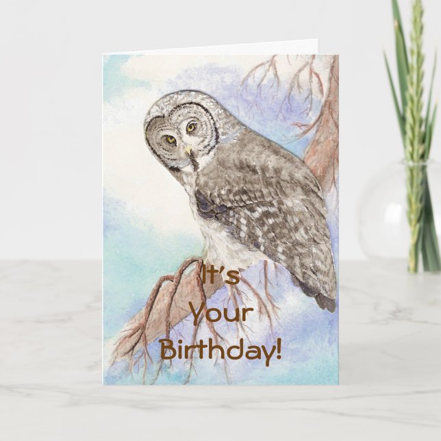 Carte Joyeux Anniversaire Personnalisé Grande Chouette G (Devant)