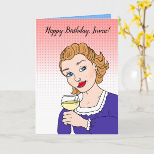 Carte Joyeux Anniversaire Personnalisé Humour Vin Rétro