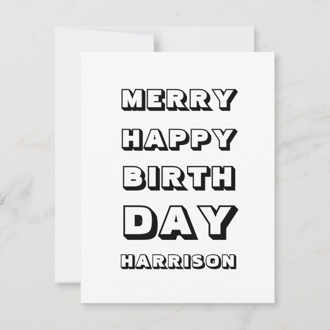 Carte Joyeux Anniversaire personnalisé nom moderne Noël (Devant)