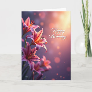 Carte Joyeux Anniversaire Pétales de Fuchsia