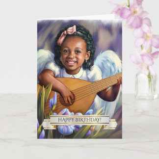 Carte Joyeux anniversaire. Petit ange afro-américain