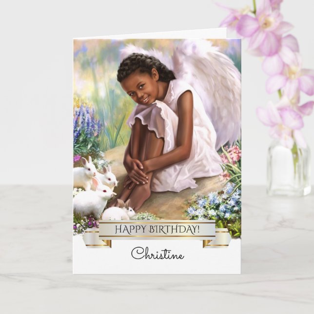 Carte Joyeux anniversaire. Petit Ange | Nom personnalisé (Orchidée)