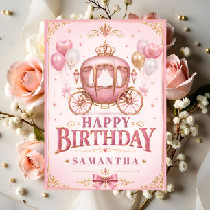 Carte Joyeux anniversaire petit carrosse de princesse