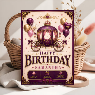 Carte Joyeux anniversaire petit carrosse de princesse