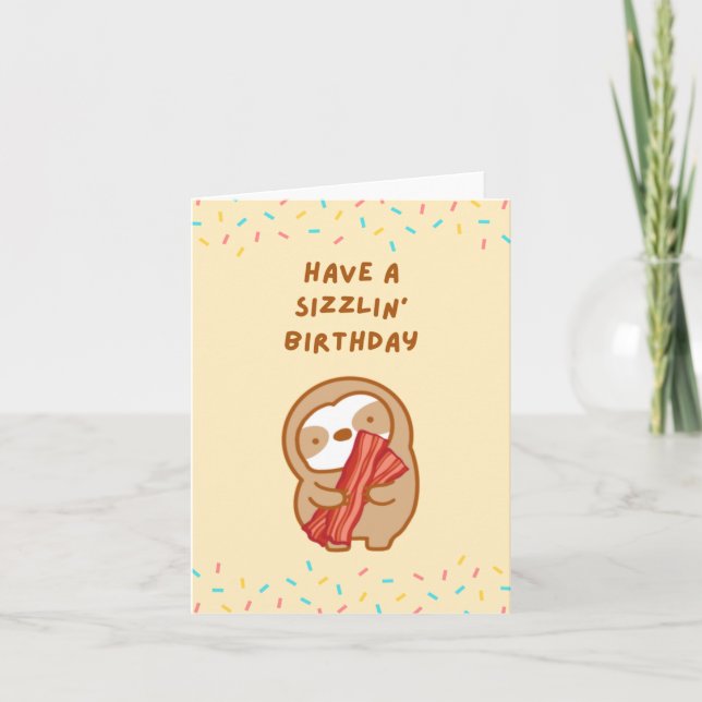 Carte Joyeux Anniversaire Petit-Déjeuner Bacon Sloth (Devant)