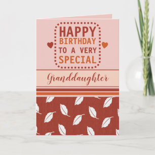 Carte Joyeux anniversaire petit-fille feuille motif oran