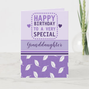 Carte Joyeux anniversaire petit-fille feuille motif pour