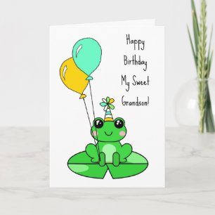 Carte Joyeux Anniversaire Petit-Fils Grenouille Mignon