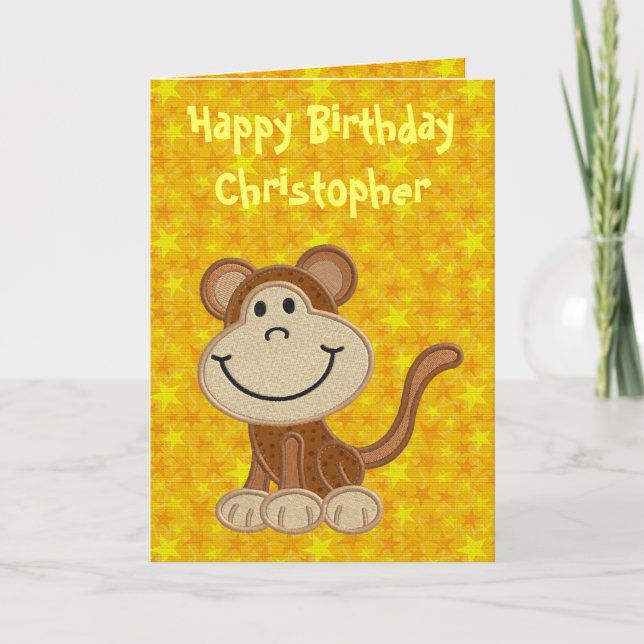 Carte Joyeux Anniversaire Petit Singe (Devant)
