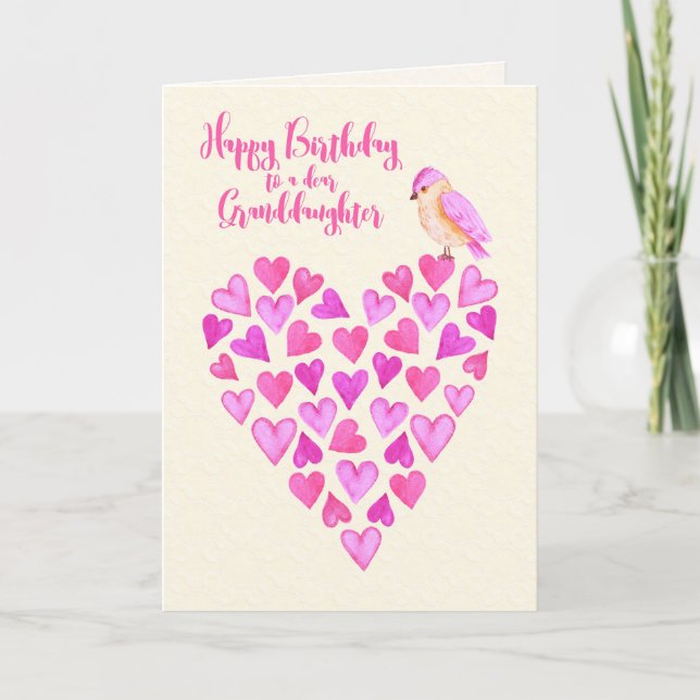 Carte Joyeux anniversaire, petite-fille, beaucoup d'amou (Devant)