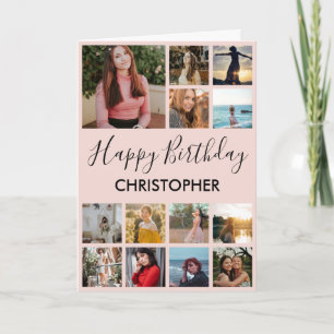 Carte Joyeux Anniversaire Photo Collage 13 Photos Rose N