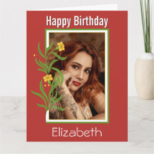 Carte Joyeux Anniversaire Photo personnalisée Bordure or