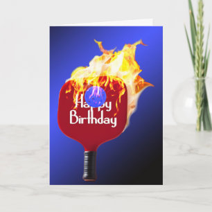 Carte Joyeux Anniversaire Pickleball Paddle En Feu