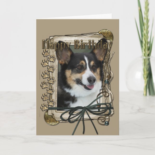 Carte Joyeux Anniversaire - Pierres de pierre - Corgi (Devant)