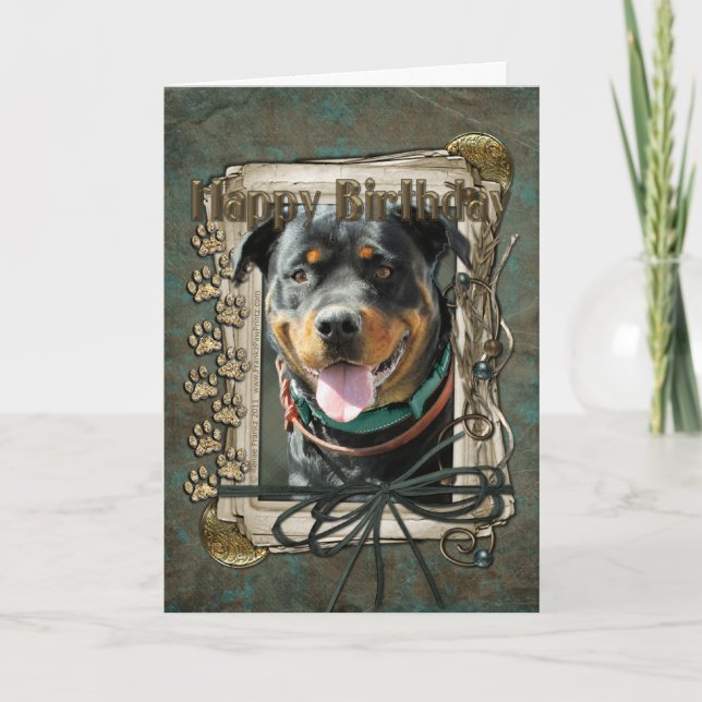 Carte Joyeux Anniversaire - Pierres de pierre -Rottweile (Devant)