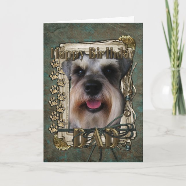 Carte Joyeux Anniversaire - Pierres - Schnauzer - Papa (Devant)