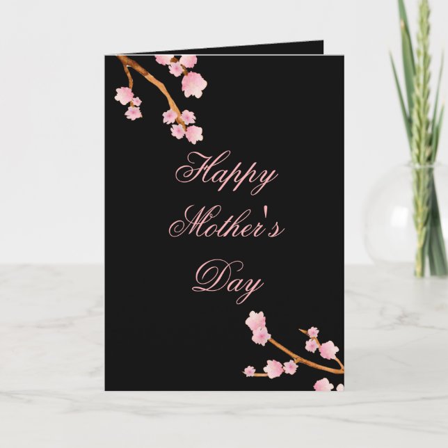 Carte Joyeux anniversaire Pink and Black Floral (Devant)
