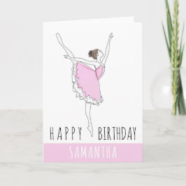 Carte Joyeux anniversaire Pink Ballerina Votre nom