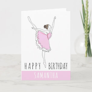 Carte Joyeux anniversaire Pink Ballerina Votre nom