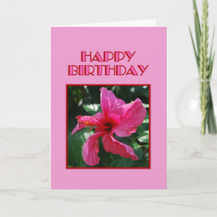 Carte Joyeux anniversaire Pink Hibiscus