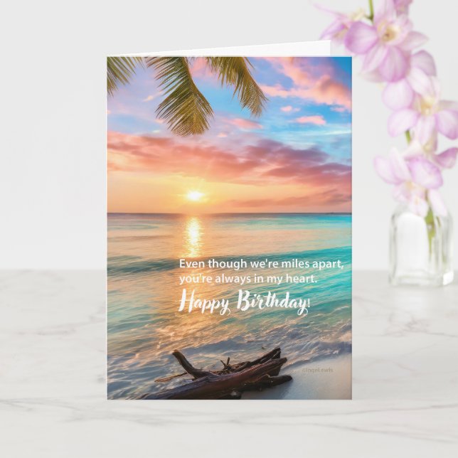 Carte Joyeux Anniversaire, Plage, Miles Excentré, Belle (Orchidée)