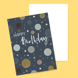 Carte Joyeux Anniversaire Points Modernes Bleu Foncé