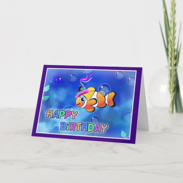 Carte Joyeux anniversaire Poisson style 013 (Devant)