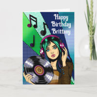 Joyeux anniversaire | Pop Art Girl with Record