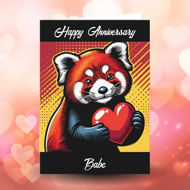 Carte Joyeux anniversaire | Pop Art Red Panda (Créateur téléchargé)