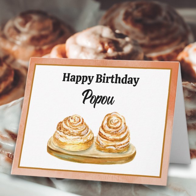 Carte Joyeux Anniversaire Popou Watercolor Cannelle Buns (Créateur téléchargé)