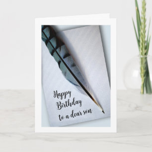 Carte Joyeux anniversaire pour Fils Blue Jay Feather
