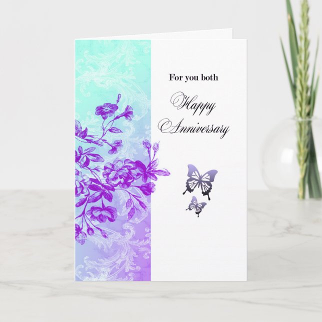 Carte Joyeux Anniversaire Pour Les Deux (violet) (Devant)
