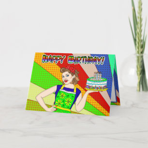 Carte Joyeux anniversaire pour lui ou elle, Pop Art Retr