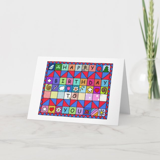 Carte Joyeux anniversaire pour Quilter ou Patchwork Love (Devant)