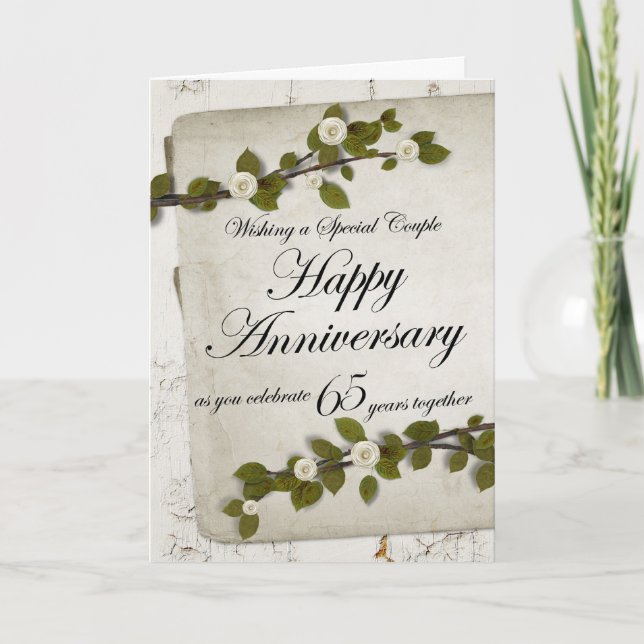 Carte Joyeux Anniversaire pour vos 65 Ans de Réunis (Devant)
