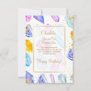 Carte Joyeux Anniversaire précieux Gem Cristaux 