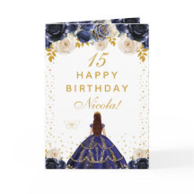 Joyeux Anniversaire Princesse Fleurie Bleu Marine