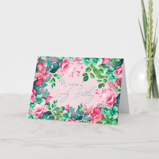 Carte Joyeux Anniversaire Printemps Été Jardin Floral Bl (Devant)