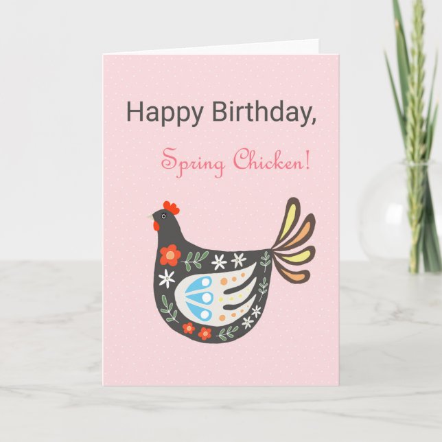 Carte Joyeux Anniversaire Printemps poulet mignonne joli (Devant)