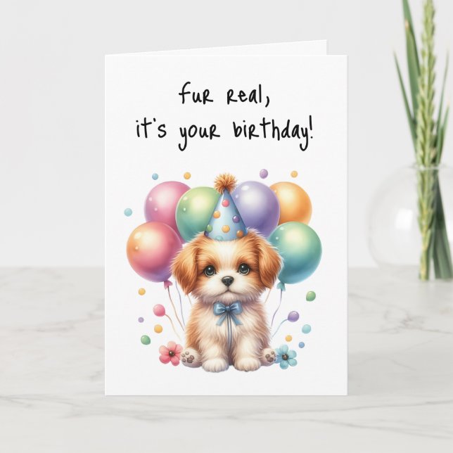 Carte Joyeux Anniversaire Puppy Woof Célébrer la fourrur (Devant)
