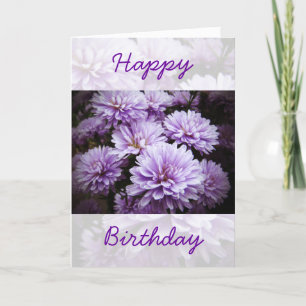 Carte Joyeux anniversaire - Purple Haze Chrysanthemums