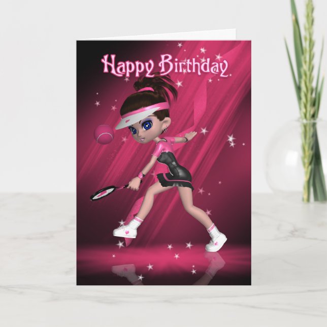 Carte Joyeux Anniversaire - Quelqu'Un Pour Le Tennis ? (Devant)