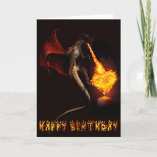 Carte Joyeux Anniversaire Red Dragon Lover Fire Heart